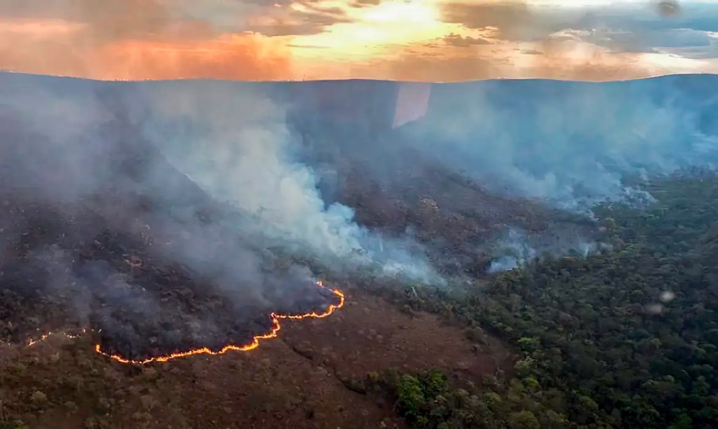 Incêndio queima 10 mil hectares do Parque da Chapada dos&nbsp;Veadeiros